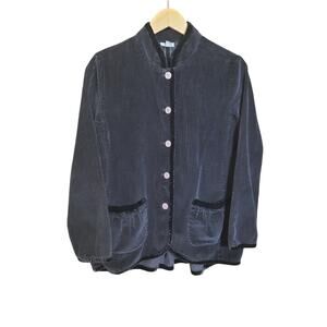 J. Jill Womens Black Ribbed Corduroy Button Up Oversized Shacket Size SP